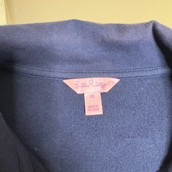 Lilly Pulitzer Womens XS Navy Blue Full Zip Sweatshirt Comfort Basic Lounge - Picture 3 of 3